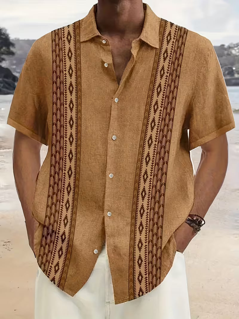 Men's Shirt - Vintage Geometric Pattern Button Shirts - Zandro - product view 3
