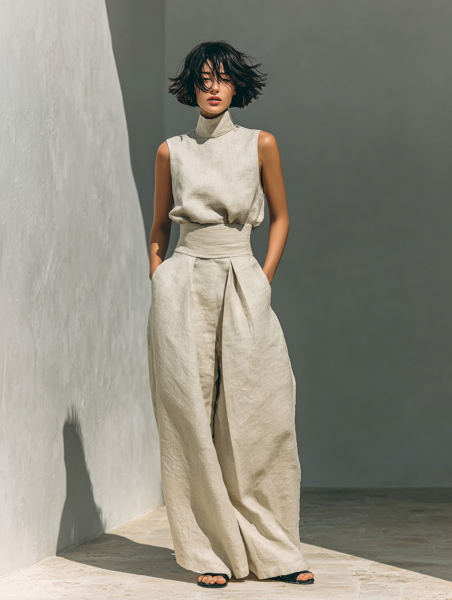 Women's Two-Piece Set - Tank Top and Loose Trousers Set - Maria - product view 8