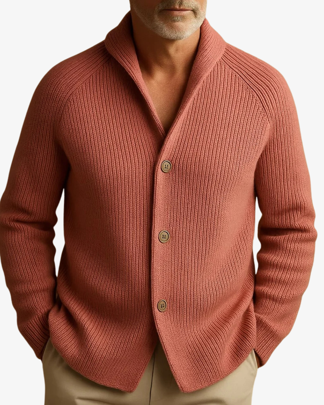 Men's Cardigan - Tailored Button-Front Knit - Elliot - product view 8