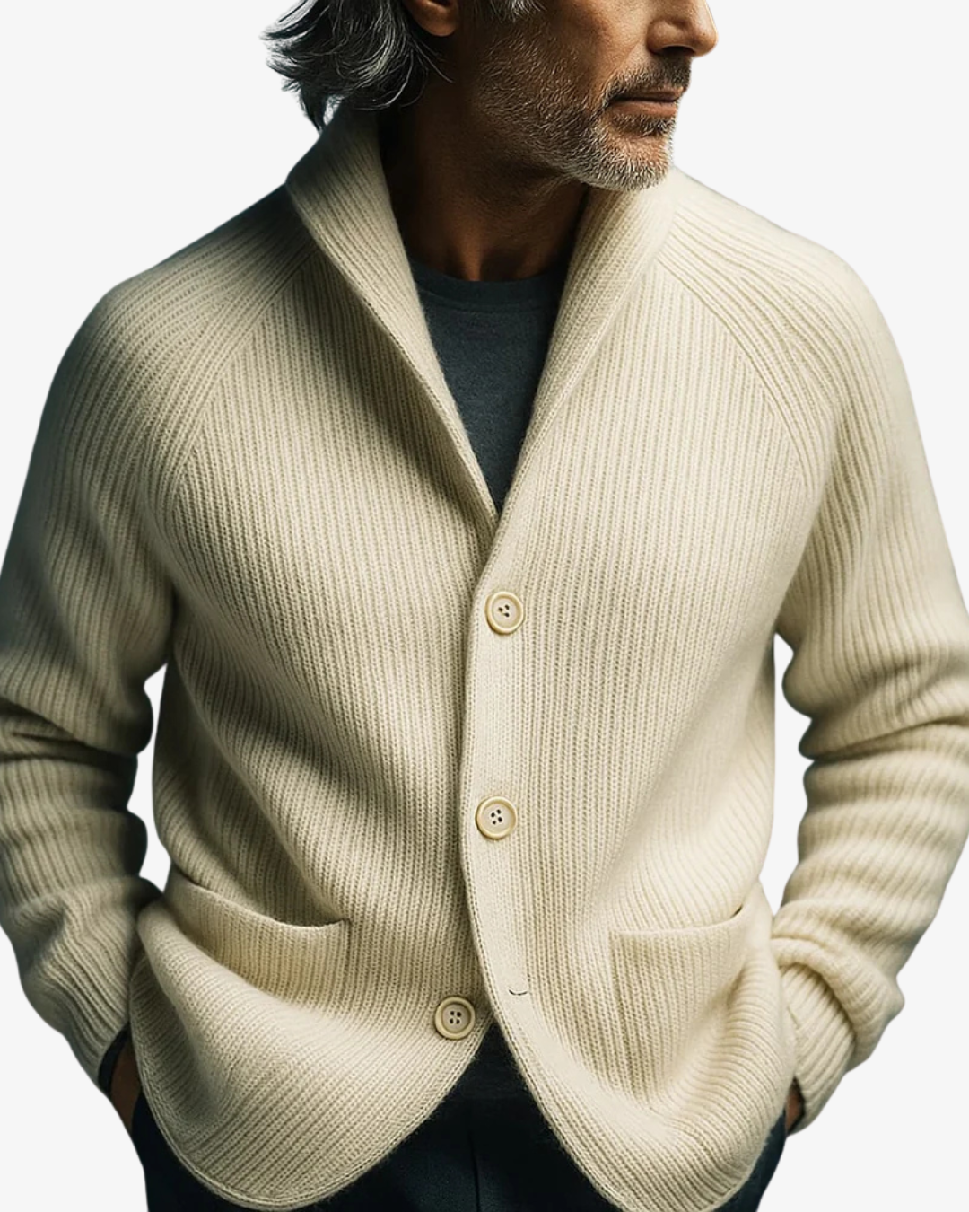 Men's Cardigan - Tailored Button-Front Knit - Elliot - product view 9
