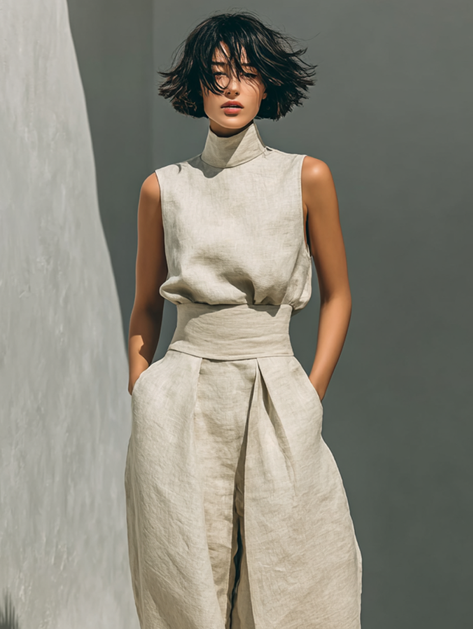 Women's Two-Piece Set - Tank Top and Loose Trousers Set - Maria - product view 6