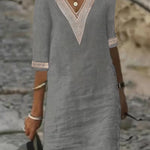 Women's Dress - V-Neck Mid Sleeve - Virelle - product view 3