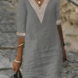 Women's Dress - V-Neck Mid Sleeve - Virelle - product view 3