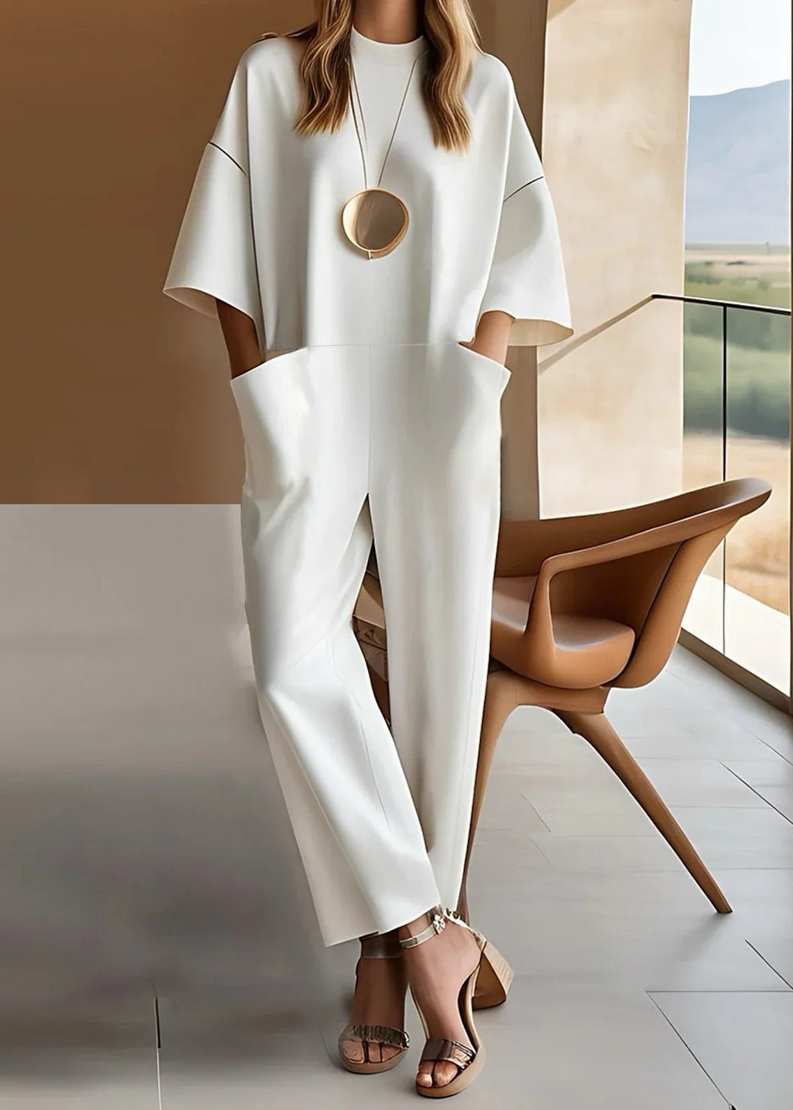 Women's Jumpsuit - Wide Sleeve Pocket - Amely - product view 1