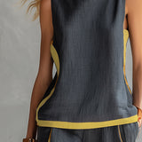 Women's Two-Piece Set - Sleeveless and Wide Trouser Set - Layla - product view 3
