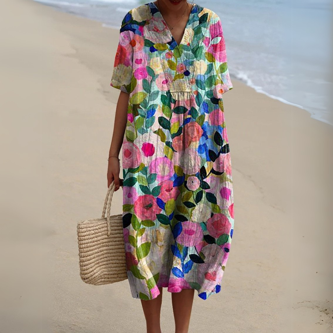 Women's Dress - Floral V-Neck - Stella - product view 1
