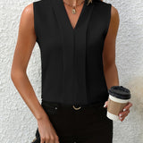 Women's Blouse - Sleeveless Pleated V-Neck - Sloane - product view 2