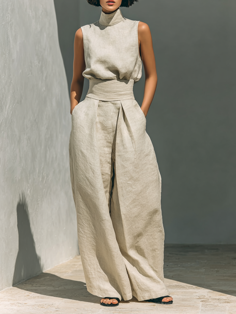 Women's Two-Piece Set - Tank Top and Loose Trousers Set - Maria - product view 1