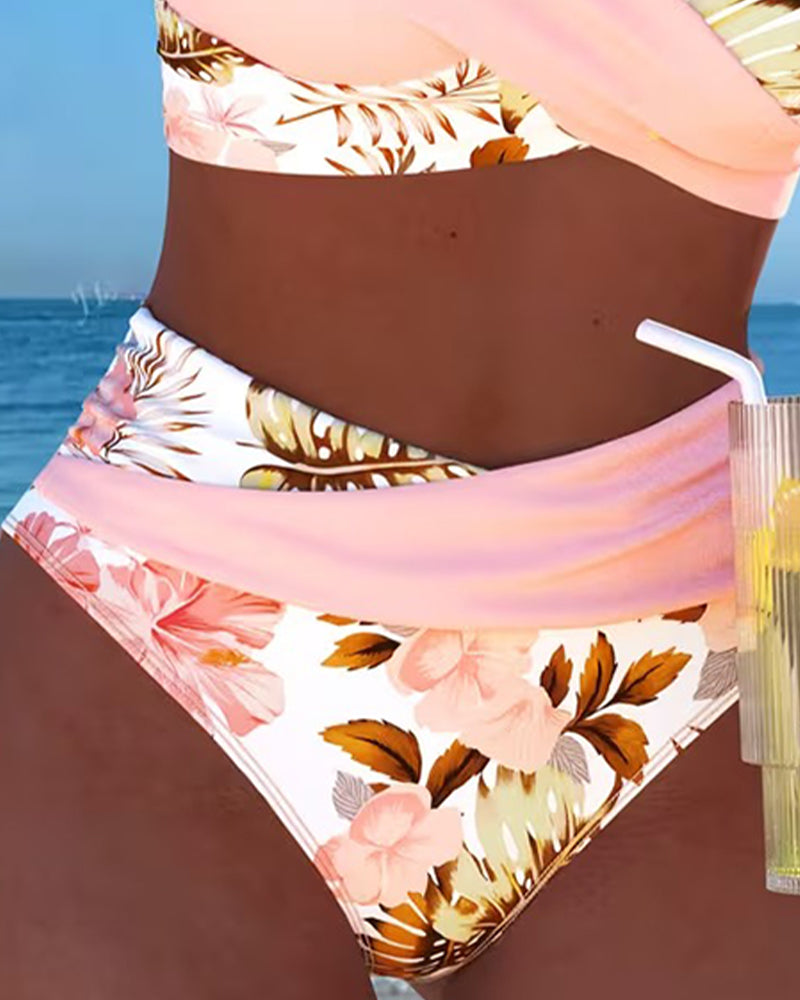 Women's Swimwear - Floral Contrast Cut-Out Bikini - Vivienne - product view 2