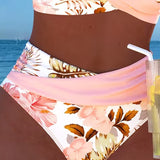 Women's Swimwear - Floral Contrast Cut-Out Bikini - Vivienne - product view 2