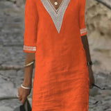Women's Dress - V-Neck Mid Sleeve - Virelle - product view 5