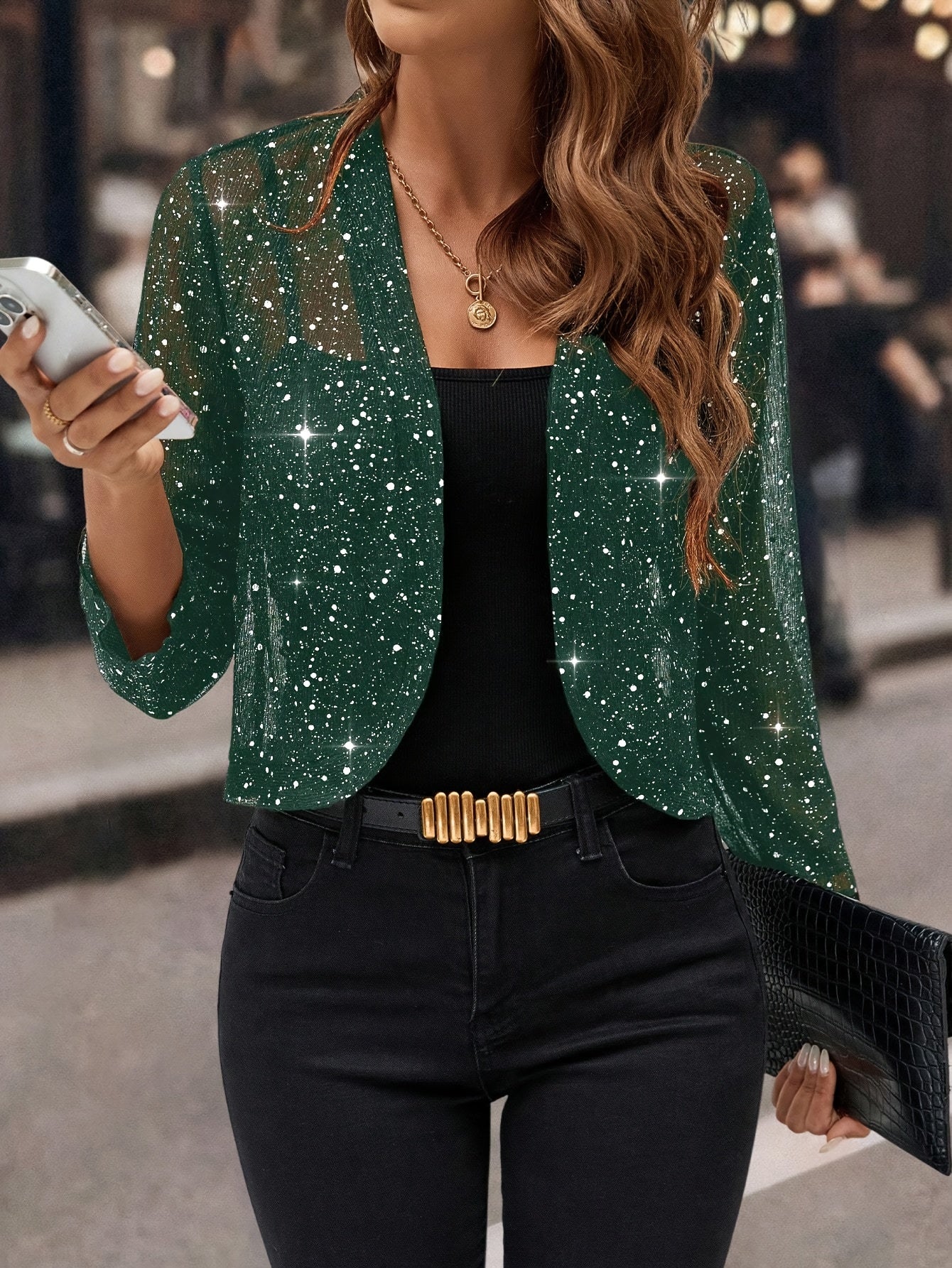 Women's Jacket - Shimmer Cropped - Elaine - product view 2