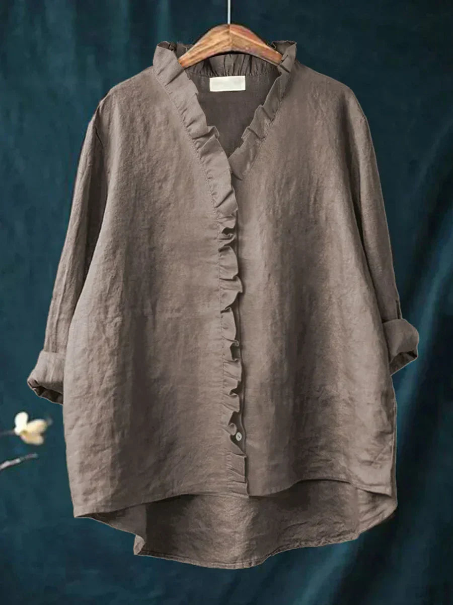 Women's Blouse - Casual Ruffle V-Neck - Eliza - product view 3