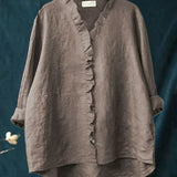 Women's Blouse - Casual Ruffle V-Neck - Eliza - product view 3
