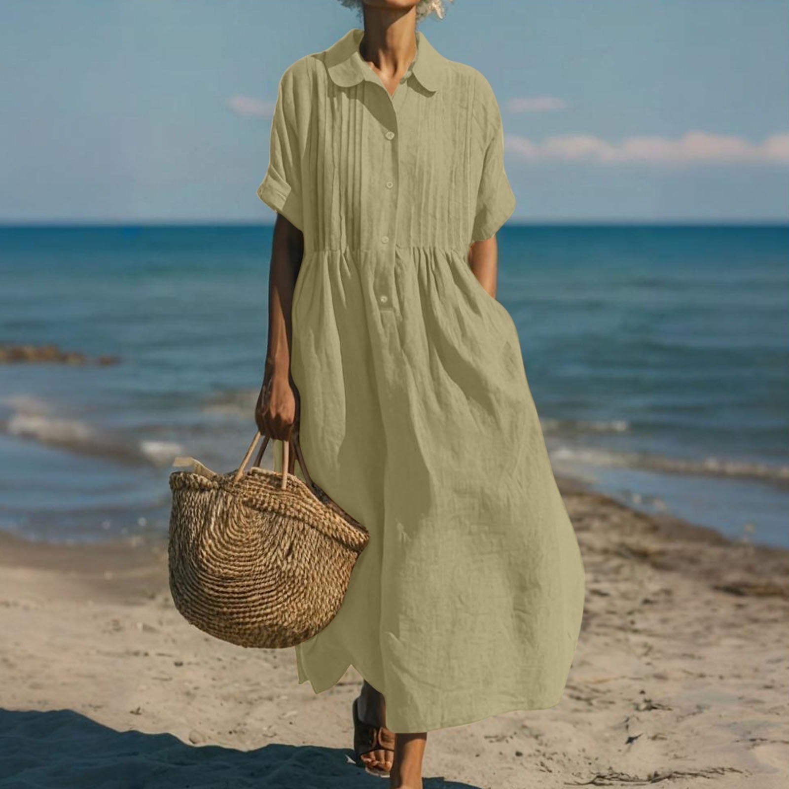 Women's Dress - Casual Button Mid Sleeve - Fionna - product view 10