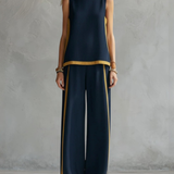 Women's Two-Piece Set - Sleeveless and Wide Trouser Set - Layla - product view 6