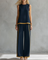Women's Two-Piece Set - Sleeveless and Wide Trouser Set - Layla - product view 6