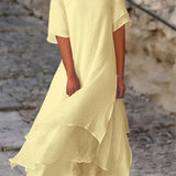 Women's Dress - Double-Layer Short-Sleeved - Senna - product view 4