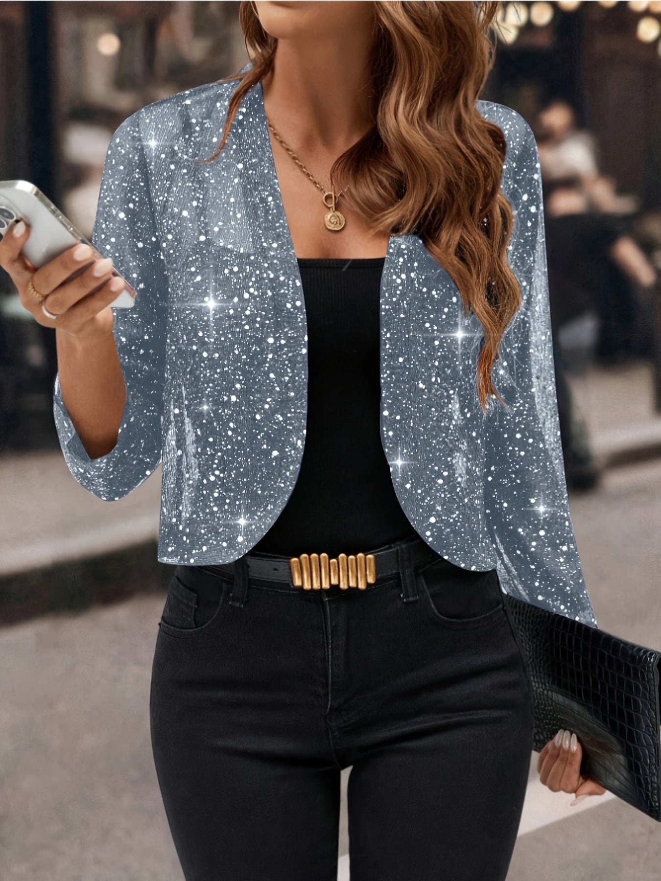 Women's Jacket - Shimmer Cropped - Elaine - product view 6