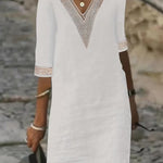 Women's Dress - V-Neck Mid Sleeve - Virelle - product view 2