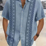 Men's Shirt - Vintage Geometric Pattern Button Shirts - Zandro - product view 1