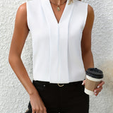Women's Blouse - Sleeveless Pleated V-Neck - Sloane - product view 1