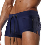 Men's Swimwear - Zipper Boxer Swim Trunks - Tanner - product view 3