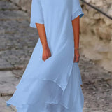 Women's Dress - Double-Layer Short-Sleeved - Senna - product view 7