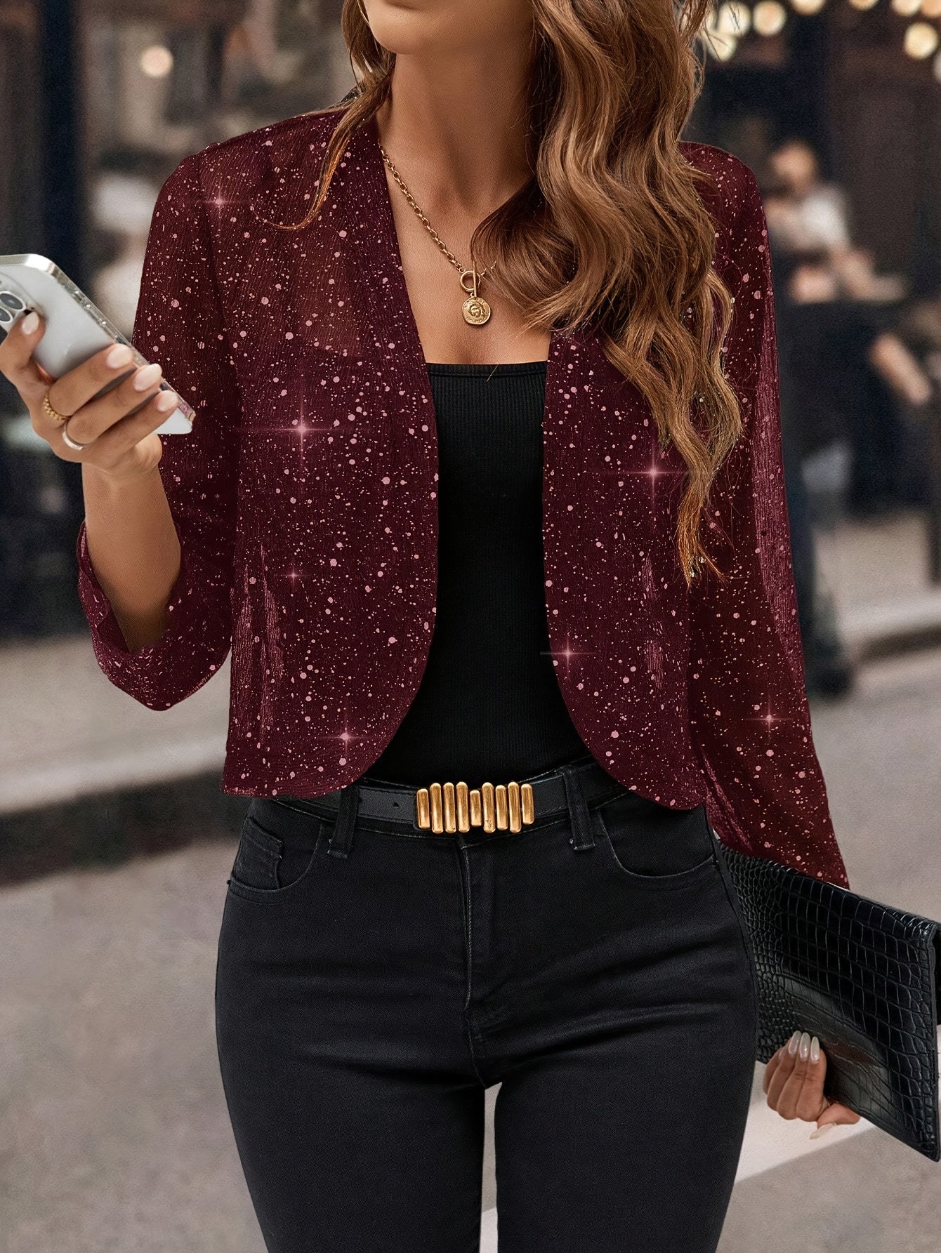 Women's Jacket - Shimmer Cropped - Elaine - product view 5
