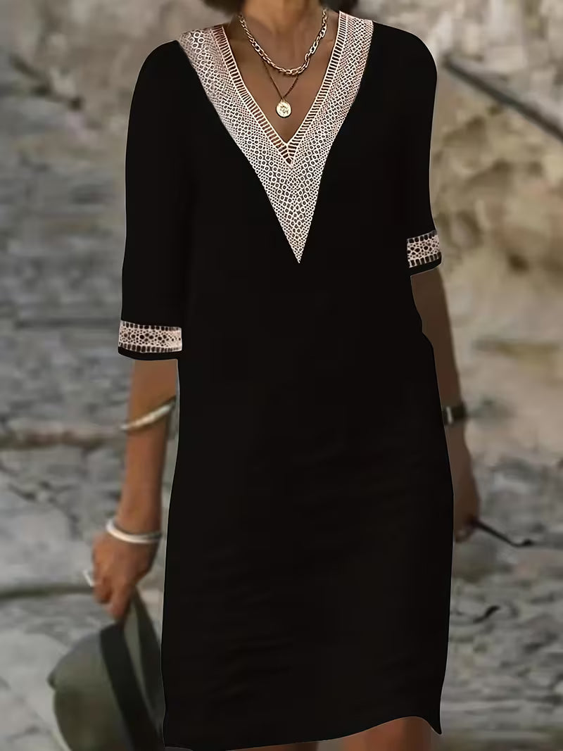 Women's Dress - V-Neck Mid Sleeve - Virelle - product view 1