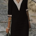 Women's Dress - V-Neck Mid Sleeve - Virelle - product view 1