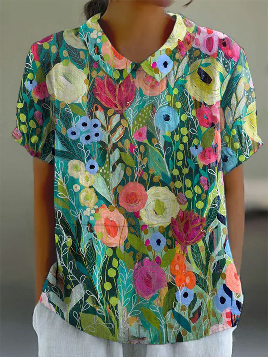 Women's Shirt - Casual Watercolor Floral - Daisy - product view 1