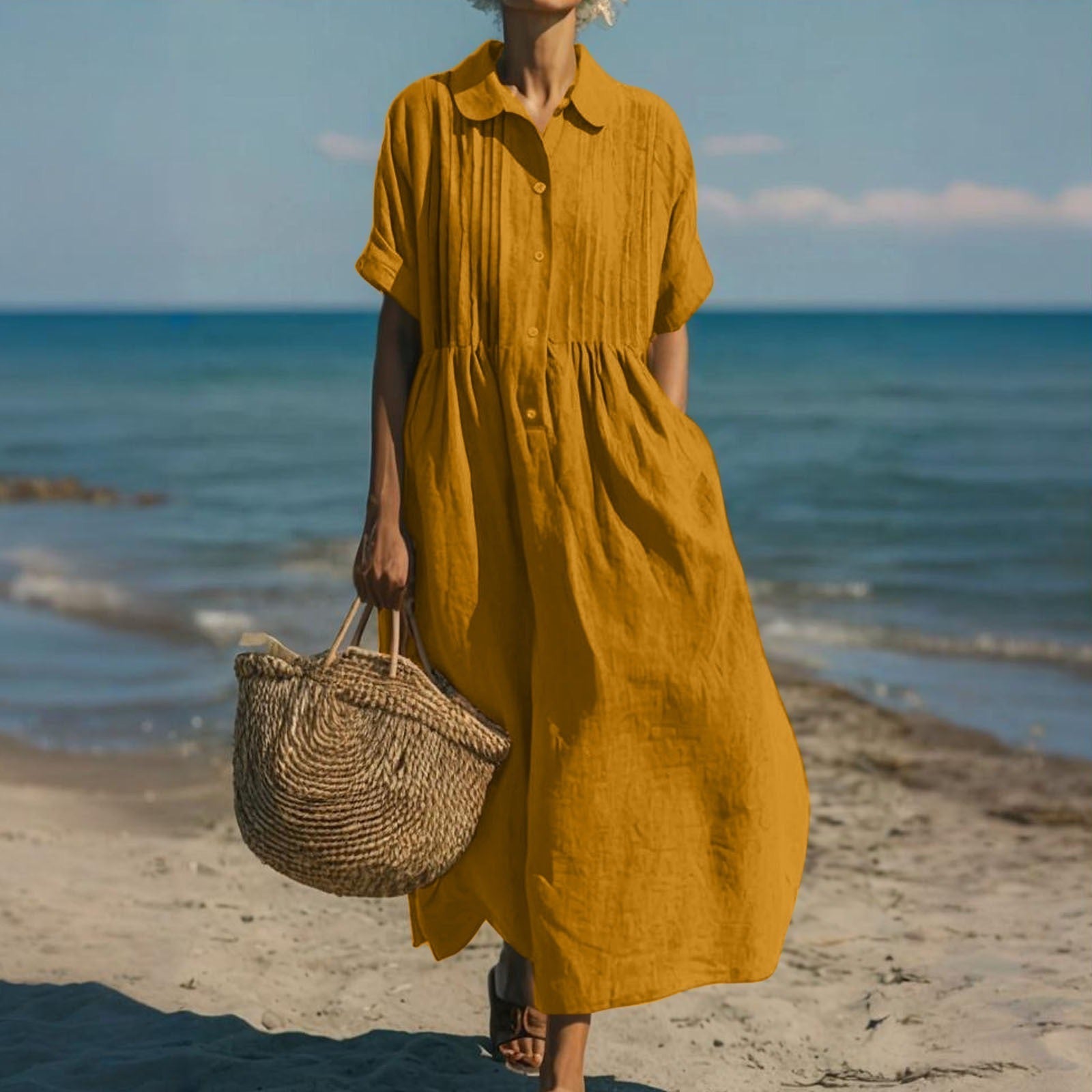 Women's Dress - Casual Button Mid Sleeve - Fionna - product view 5