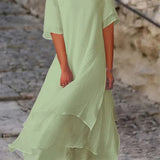 Women's Dress - Double-Layer Short-Sleeved - Senna - product view 8