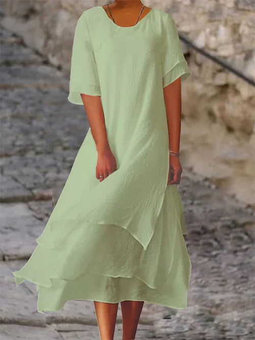 Women's Dress - Double-Layer Short-Sleeved - Senna - product view 8