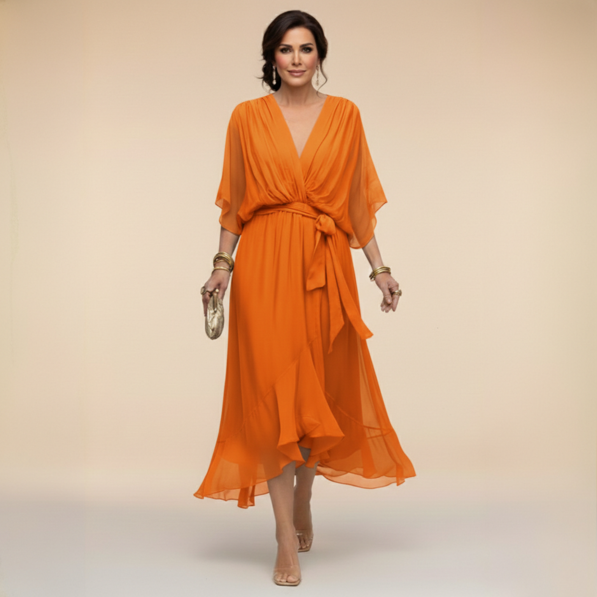 Women's Dress - Chiffon V-Neck - Abigail - product view 10