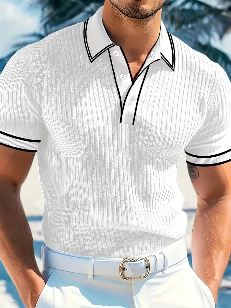 Men's Shirt - Color-Blocked Short Sleeve Polo - Logan - product view 3