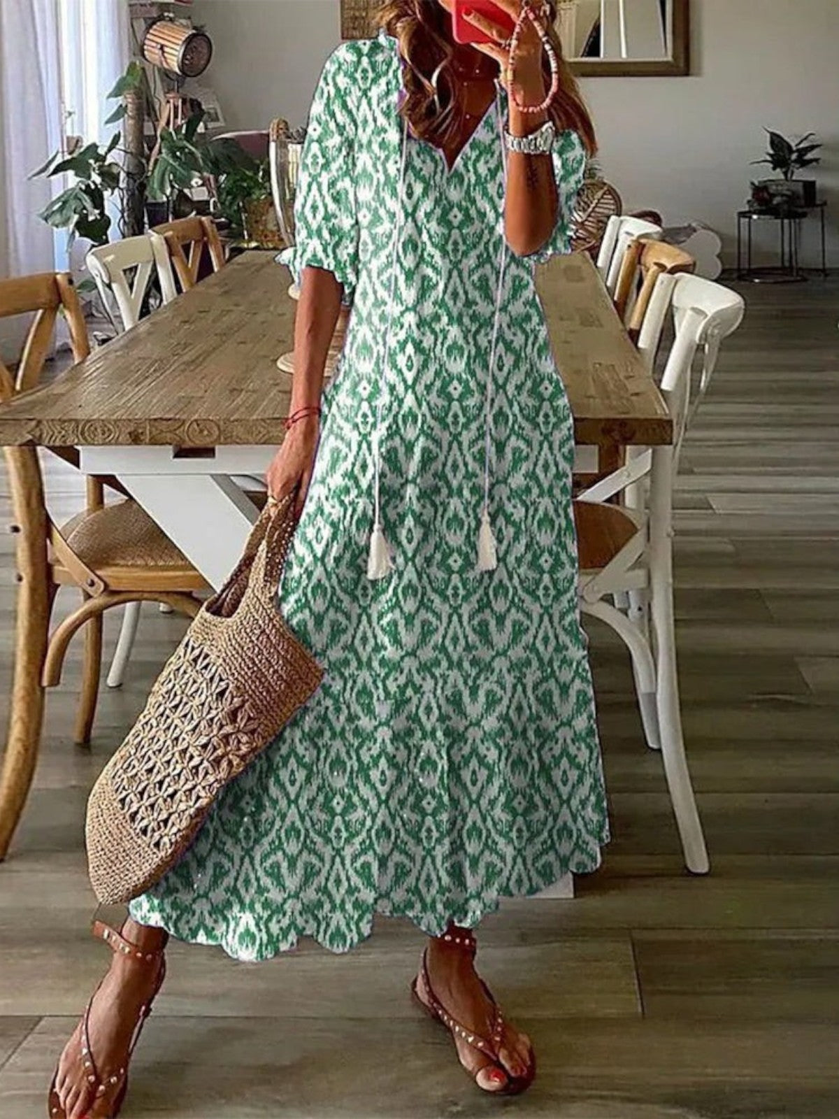 Women's Dress - Boho V-Neck Summer - Avery - product view 2