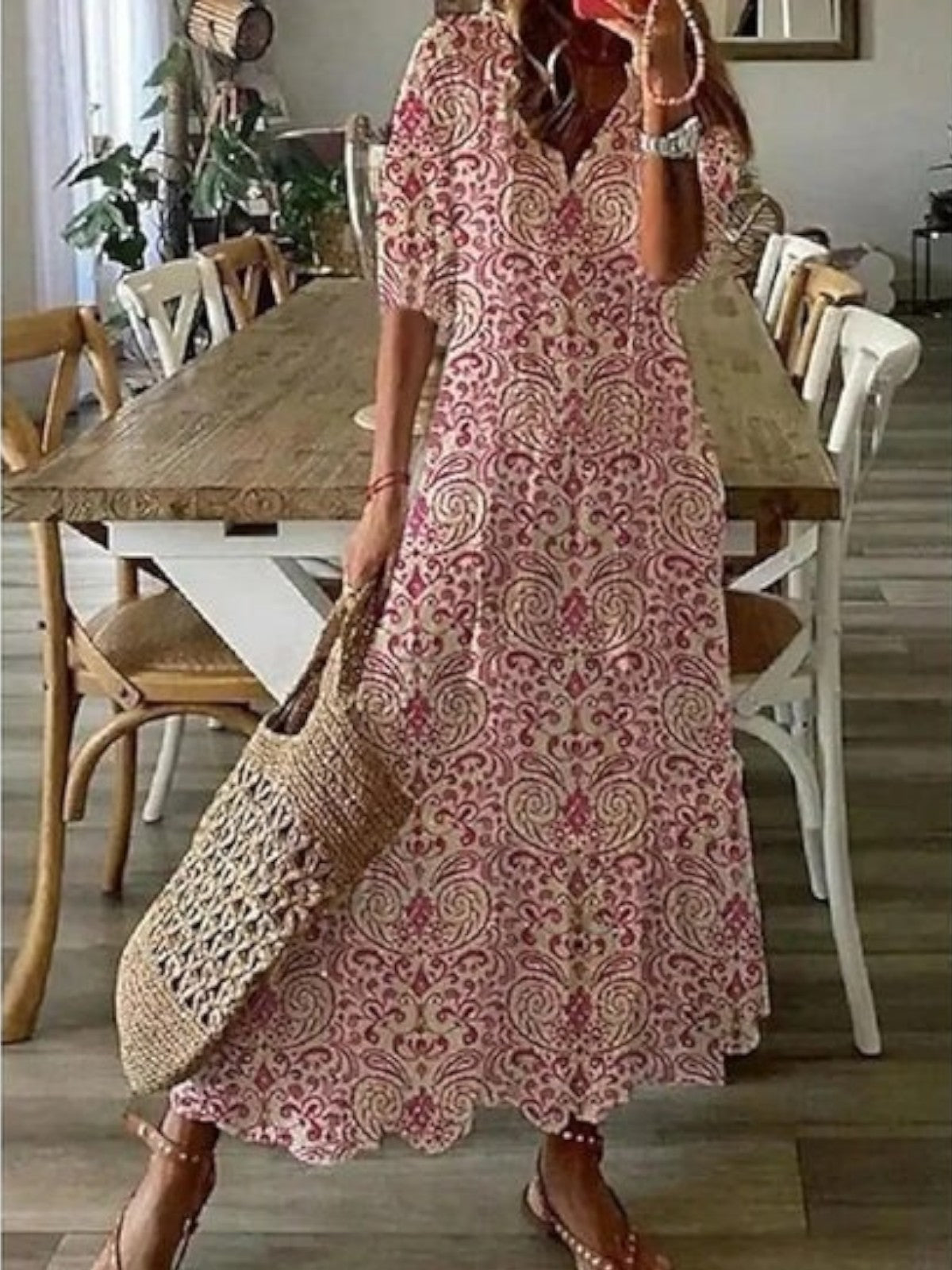 Women's Dress - Boho V-Neck Summer - Avery - product view 4