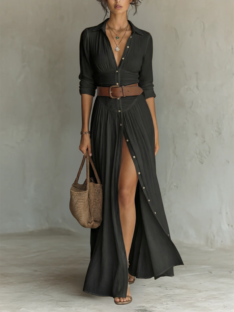Women's Dress - Long Sleeve Collared - Allysia - product view 4