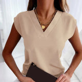 Women's Top - Graceful V-Neck Short Sleeve - Emilia - product view 6