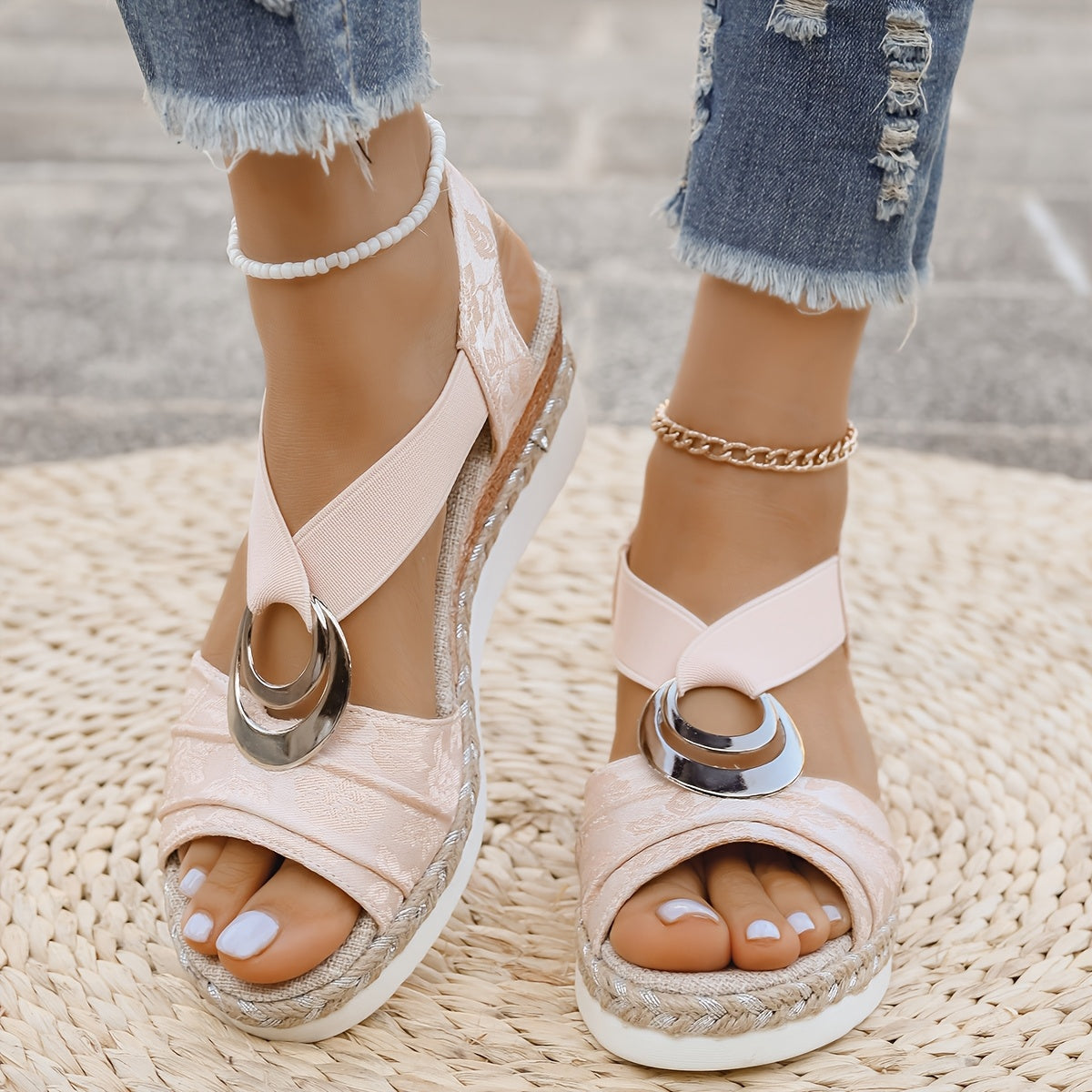 Women's Sandals - Braided Rope Platform - Aria - product view 3