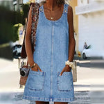 Women's Dress - Sleeveless Denim - Deby - product view 1