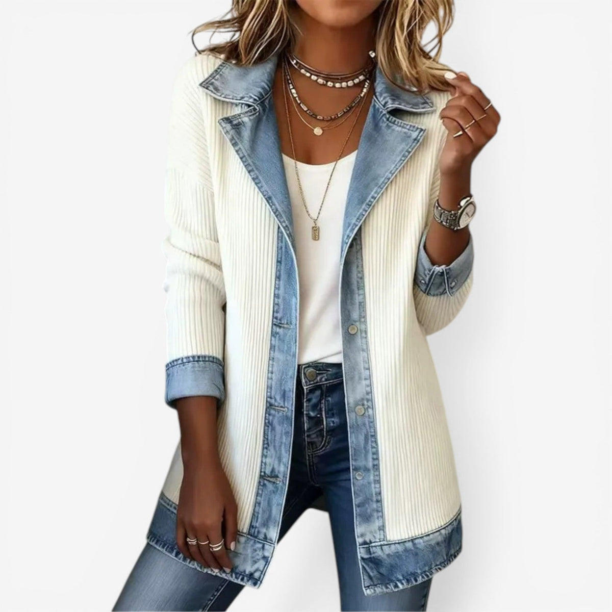 Women's Jacket - Layered Collar Button - Bethany - product view 1