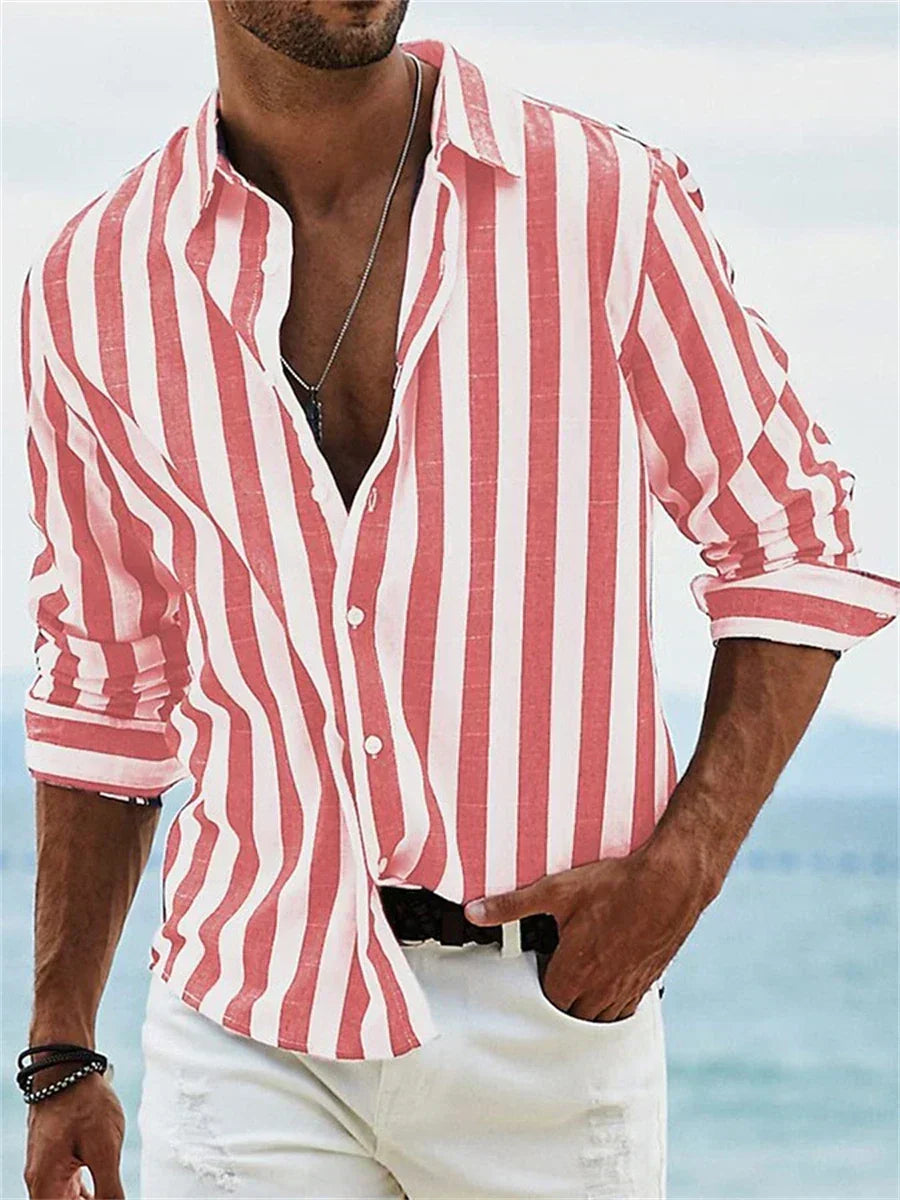 Men's Shirt - Striped Relaxed-Fit Casual - Bennett - product view 3