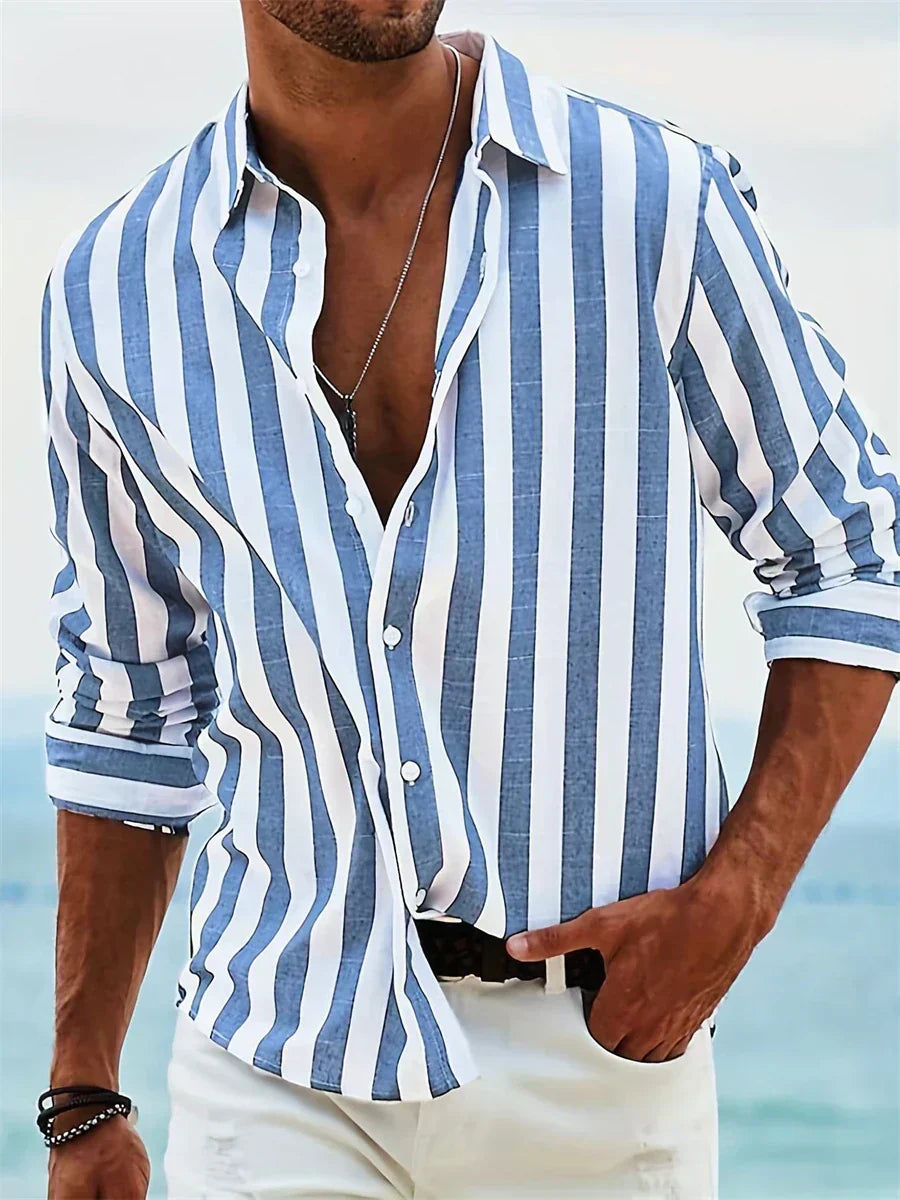 Men's Shirt - Striped Relaxed-Fit Casual - Bennett - product view 1