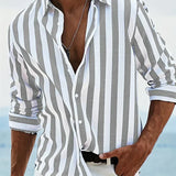 Men's Shirt - Striped Relaxed-Fit Casual - Bennett - product view 6