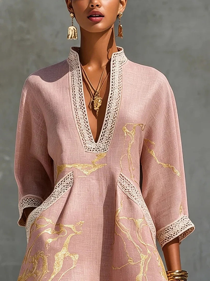 Women's Mini Dress - Artistic V-Neck - Elodie - product view 7