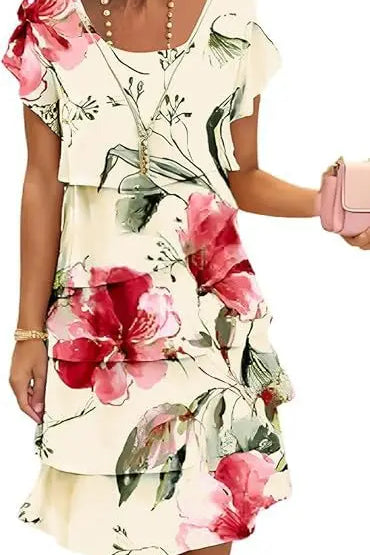 Women's Dress - Floral Tiered Chiffon - Rosie - product view 1