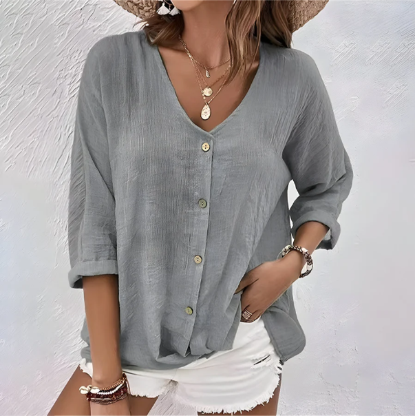 Women's Blouse - Casual Relaxed Button-Up - Giana - product view 2